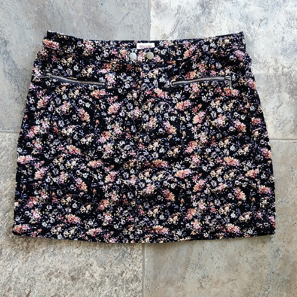 Mossimo Supply Co. Black Floral Mini Skirt